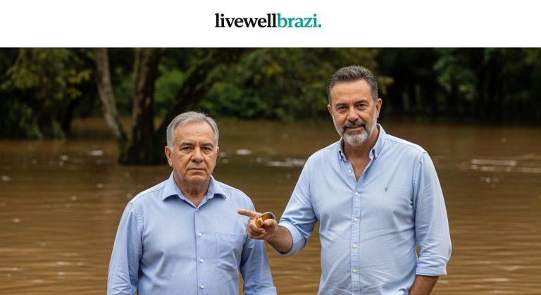 Flooded Brazilian living space with elevated storage and protective design features.