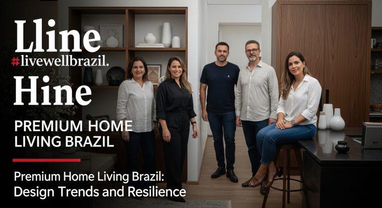 Premium Brazilian living room with natural textures and sustainable materials.