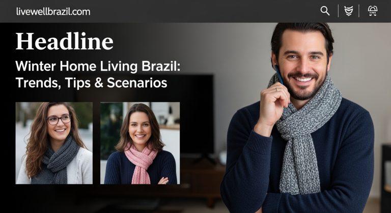 Cozy Brazilian living room prepared for winter with warm textiles and a heater in use.
