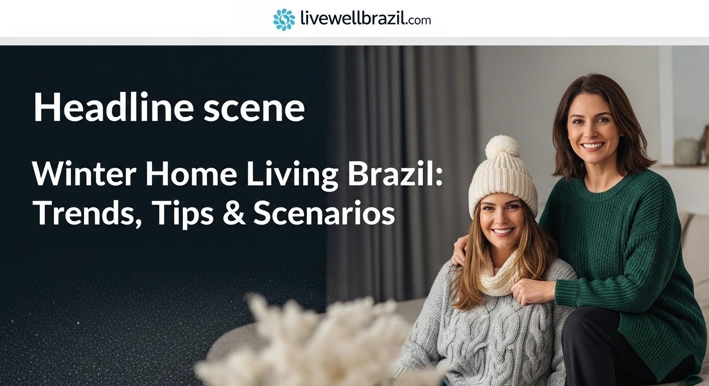 Cozy Brazilian living room prepared for winter with warm textiles and a heater in use.