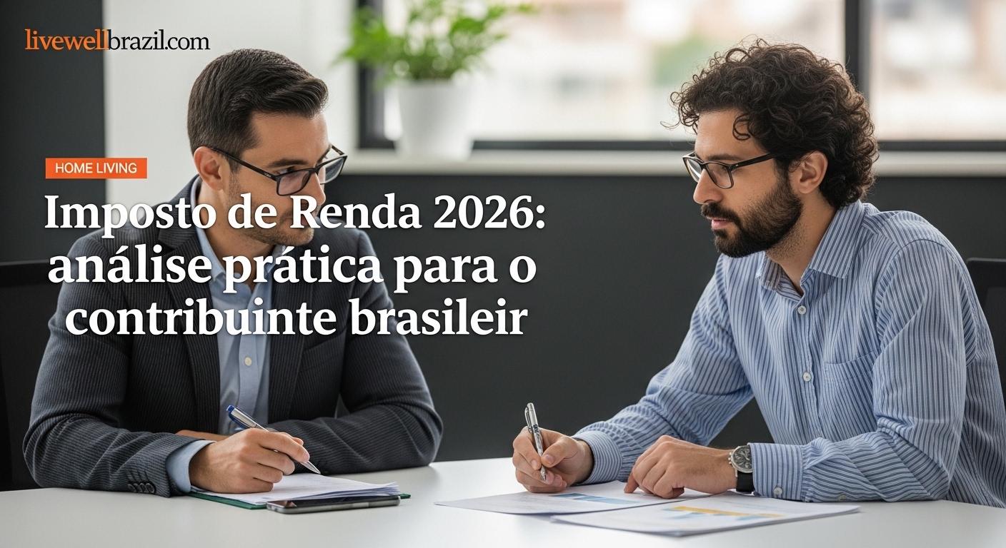 Ilustração de planejamento do imposto de renda 2026 em casa.