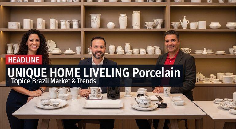 Unique Home Living Porcelain dinnerware set on a Brazilian dining table.