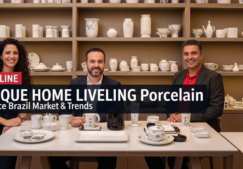 Unique Home Living Porcelain dinnerware set on a Brazilian dining table.