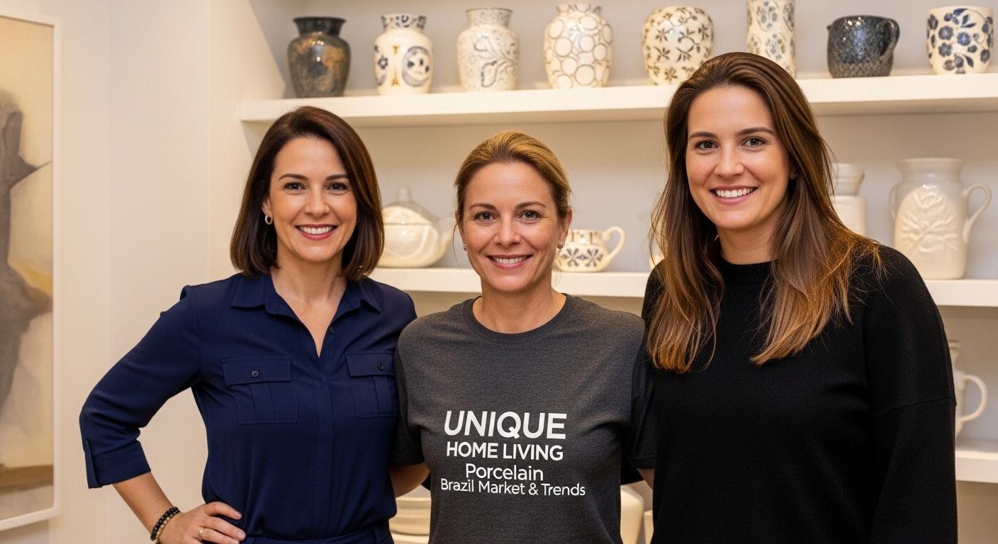 Unique Home Living Porcelain dinnerware set on a Brazilian dining table.